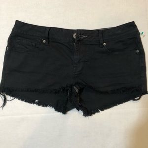 Black denim frayed Jean shorts